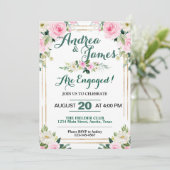 Elegante Roze Rozen Verlovingsfeest Kaart (Staand voorkant)