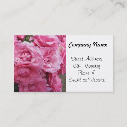 Elegante Roze Rozen Visitekaartje (Voorkant)