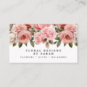 Elegante roze rozen Visitekaartjes (Voorkant)