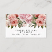 Elegante roze rozen Visitekaartjes (Voorkant)