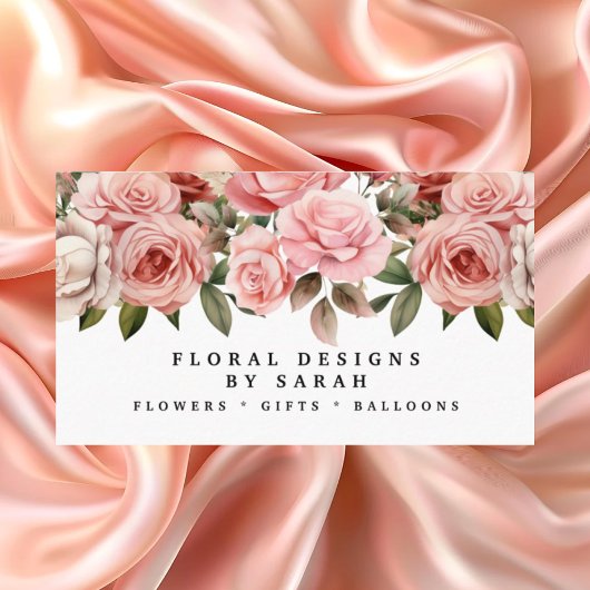 Elegante roze rozen Visitekaartjes