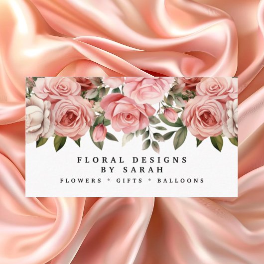 Elegante roze rozen Visitekaartjes