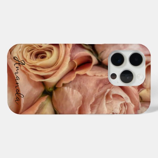 Elegante roze rozen Voeg tekst of monogram toe Case-Mate iPhone Case (Achterkant (horizontaal))