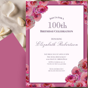 Elegante Roze Rozen Vrouwen 100e Verjaardag Kaart