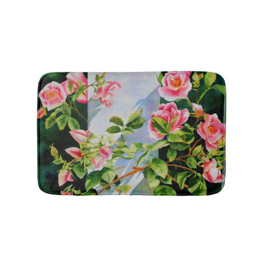 Elegante roze rozen waterverf bloemstuk badmat (Voorkant)