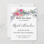 Elegante roze rozen waterverf lavendel boho save the date (Voorkant)