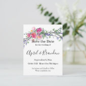 Elegante roze rozen waterverf lavendel boho save the date (Staand voorkant)