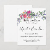 Elegante roze rozen waterverf lavendel boho save the date (Voorkant / Achterkant)