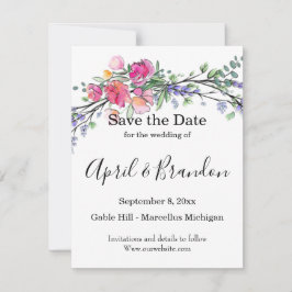 Elegante roze rozen waterverf lavendel boho save the date
