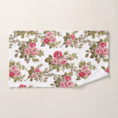 Elegante  Roze Rozen-witte achtergrond Bad Handdoek (Handdoek)
