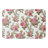 Elegante  Roze Rozen-witte achtergrond Badmat (Voorkant)