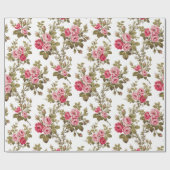 Elegante  Roze Rozen-witte achtergrond Cadeaupapier (Vlak)