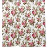 Elegante Roze Rozen-witte achtergrond Douchegordijn (Voorkant)