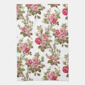 Elegante  Roze Rozen-witte achtergrond Theedoek (Verticaal)