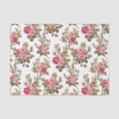 Elegante Roze Rozen-witte achtergrond Tissuepapier (Voorkant)