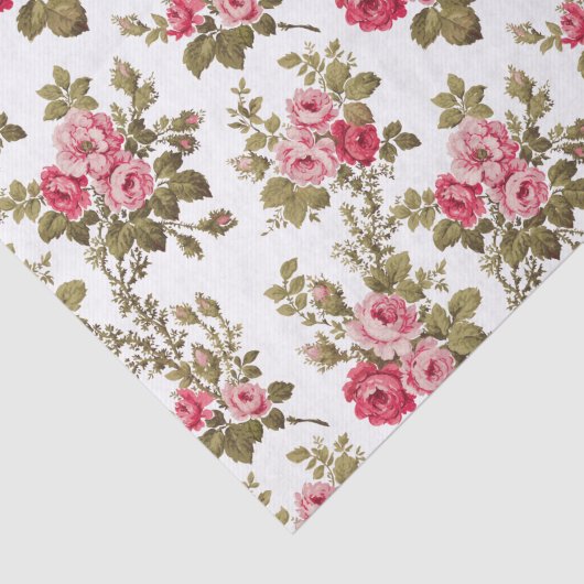 Elegante Roze Rozen-witte achtergrond Tissuepapier (Detail)