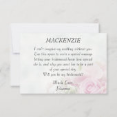 Elegante roze rozen zal je mijn bruidsmeisje zijn RSVP kaartje (Achterkant)