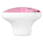 Elegante roze rozen zilveren glitter vlinder keramische knop (Zijkant)