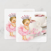Elegante roze rozenblaadje Tea Cup Baby shower Tea Kaart (Voorkant / Achterkant)