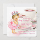 Elegante roze rozenblaadje Tea Cup Baby shower Tea Kaart (Achterkant)