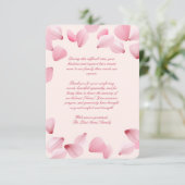 Elegante Roze Rozenblaadjes Funeral Bedankkaart (Staand voorkant)