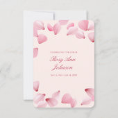 Elegante Roze Rozenblaadjes Funeral Bedankkaart (Achterkant)