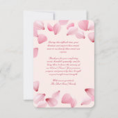Elegante Roze Rozenblaadjes Funeral Bedankkaart (Voorkant)
