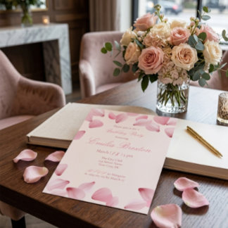 Elegante Roze Rozenblaadjes Verjaardagsuitnodiging Save The Date