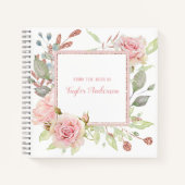 Elegante  Roze Rozenbloem gepersonaliseerd Notitieboek (Voorkant)
