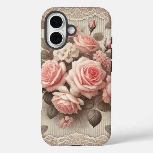 Elegante  Roze Rozenbloem met Kant Case-Mate iPhone Case (Achterkant)