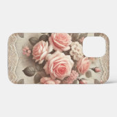 Elegante  Roze Rozenbloem met Kant Case-Mate iPhone Case (Achterkant (horizontaal))