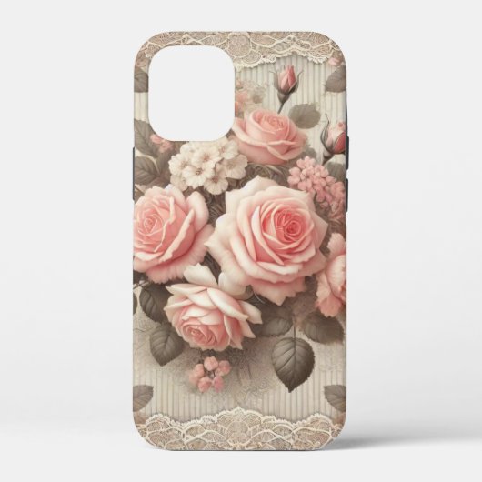 Elegante  Roze Rozenbloem met Kant Case-Mate iPhone Case (Achterkant)
