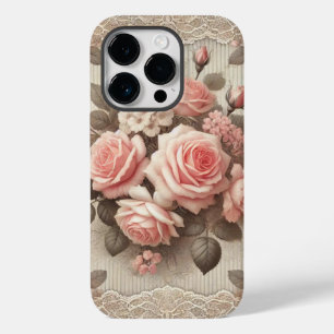 Elegante Roze Rozenbloem met Kant Case-Mate iPhone 14 Pro Hoesje