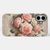 Elegante Roze Rozenbloem met Kant Case-Mate iPhone Case (Achterkant (horizontaal))