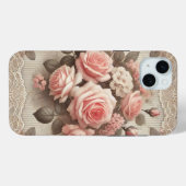 Elegante Roze Rozenbloem met Kant Case-Mate iPhone Case (Achterkant (horizontaal))
