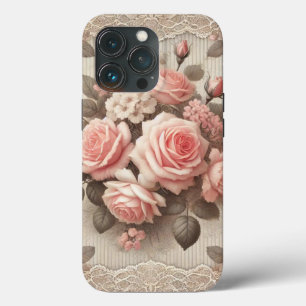 Elegante Roze Rozenbloem met Kant Case-Mate iPhone Case