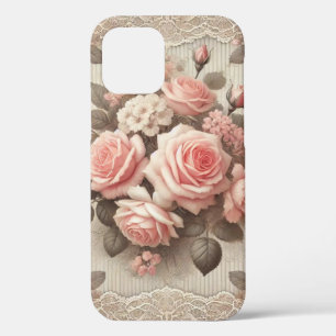 Elegante  Roze Rozenbloem met Kant Case-Mate iPhone Case