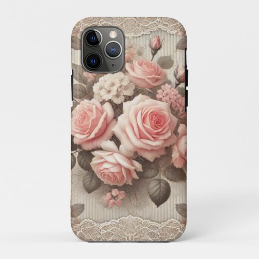 Elegante  Roze Rozenbloem met Kant Case-Mate iPhone Case (Achterkant)