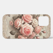 Elegante Roze Rozenbloem met Kant Case-Mate iPhone Case (Achterkant (horizontaal))