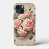 Elegante Roze Rozenbloem met Kant Case-Mate iPhone Case (Achterkant)
