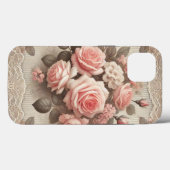 Elegante  Roze Rozenbloem met Kant Case-Mate iPhone Case (Achterkant (horizontaal))