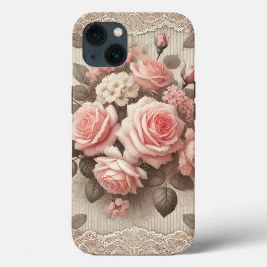 Elegante  Roze Rozenbloem met Kant Case-Mate iPhone Case (Achterkant)