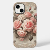 Elegante Roze Rozenbloem met Kant Case-Mate iPhone Case (Achterkant)