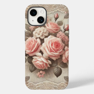 Elegante  Roze Rozenbloem met Kant Case-Mate iPhone 14 Hoesje