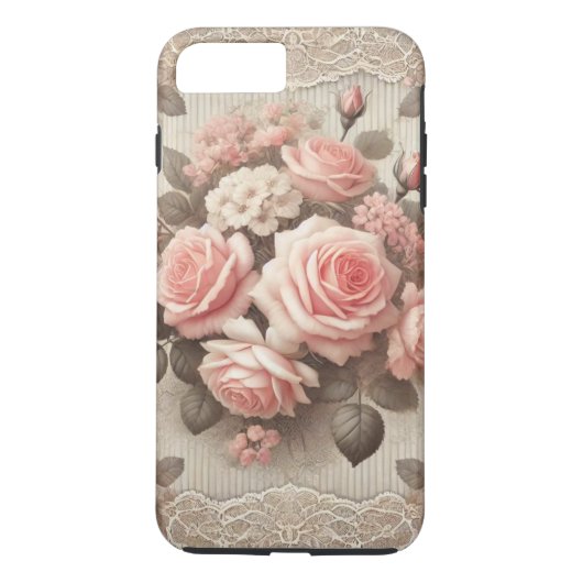 Elegante  Roze Rozenbloem met Kant Case-Mate iPhone Case (Achterkant)