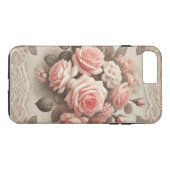 Elegante  Roze Rozenbloem met Kant Case-Mate iPhone Case (Achterkant (Horizontaal))