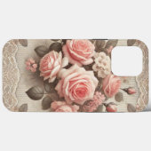Elegante Roze Rozenbloem met Kant Case-Mate iPhone Case (Achterkant (horizontaal))