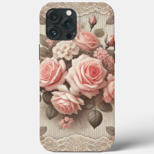 Elegante Roze Rozenbloem met Kant Case-Mate iPhone Case (Achterkant)