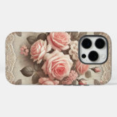 Elegante  Roze Rozenbloem met Kant Case-Mate iPhone Case (Achterkant (horizontaal))
