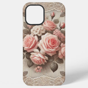 Elegante Roze Rozenbloem met Kant iPhone 12 Pro Max Hoesje